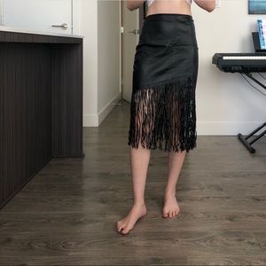 Faux leather tassel skirt